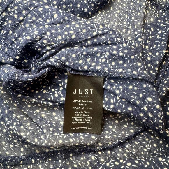 JUST Female Zoe Midi Dress Navy Floral Women's Small Peasant Scandi Boho Indie - Picture 16 of 16